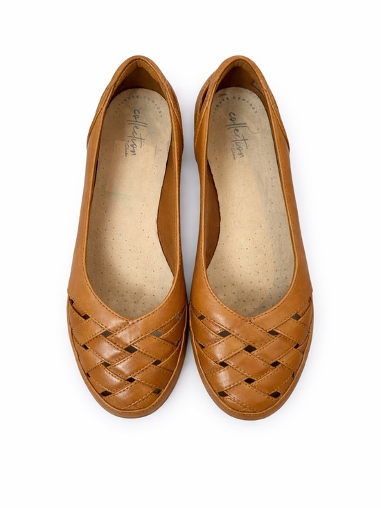 Clarks Shoes - Clarks Leather Flats – Women’s Size 9 – Tan Woven Comfort Shoes
